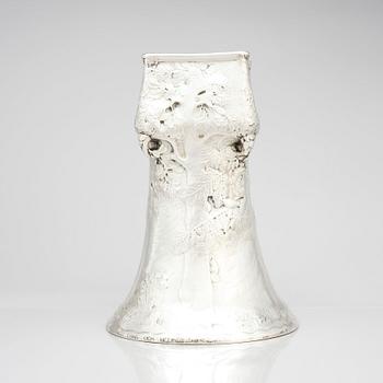 Ferdinand Boberg, an Art Nouveau silver vase 'Skogen' (the Forest), flower pot, K Anderson, Stockholm 1912, signed AM (Anna Möcklin).