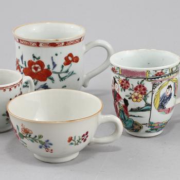 KOPPAR, 11 st, porslin, Kina, 1700/1800-tal.