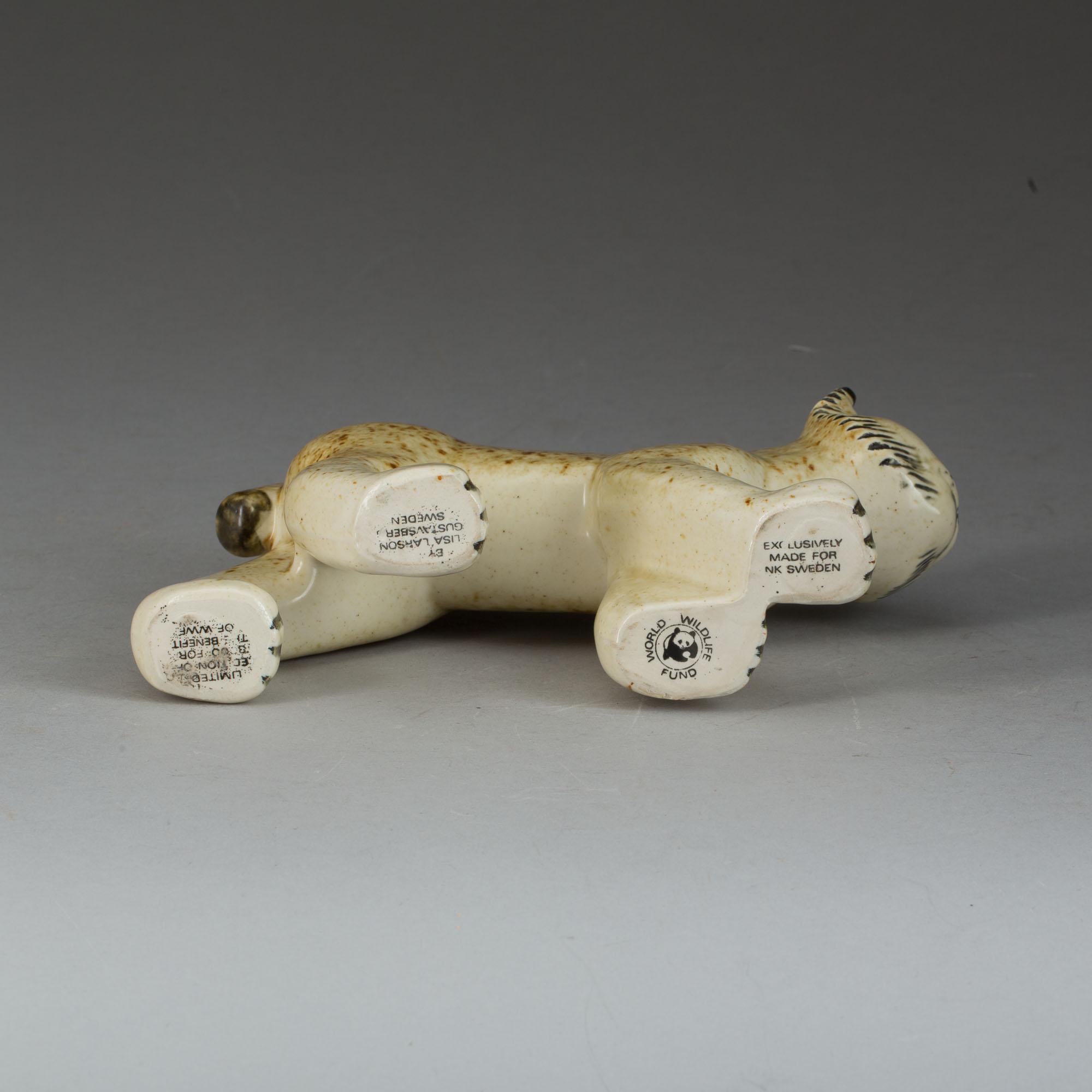 FIGURIN, stengods, "Lodjur", Lisa Larson, Gustavsberg för WWF.