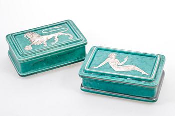 LOCKASKAR, 2 st, stengods, "Argenta", Wilhelm Kåge, Gustavsberg.