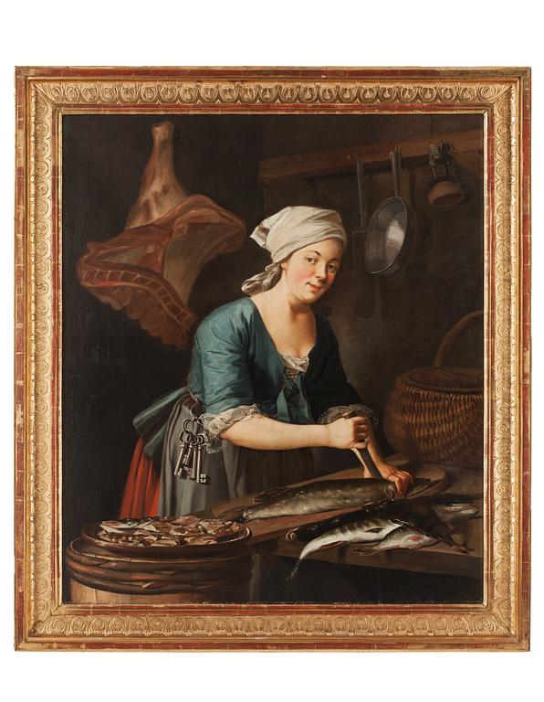 Pehr Hilleström, "En Qvinna som ränsar fisk" (= A woman who cleans the fish).