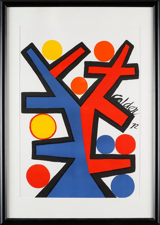 ALEXANDER CALDER, after, a litograph in color, signed and dated in print -72.