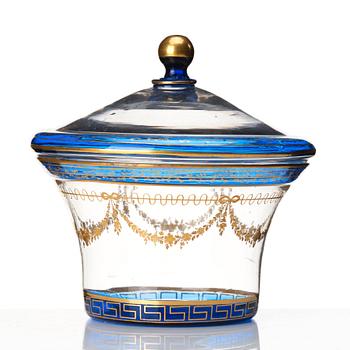 A Russian blue glass jar with cover, St Petersburg, 18th century.