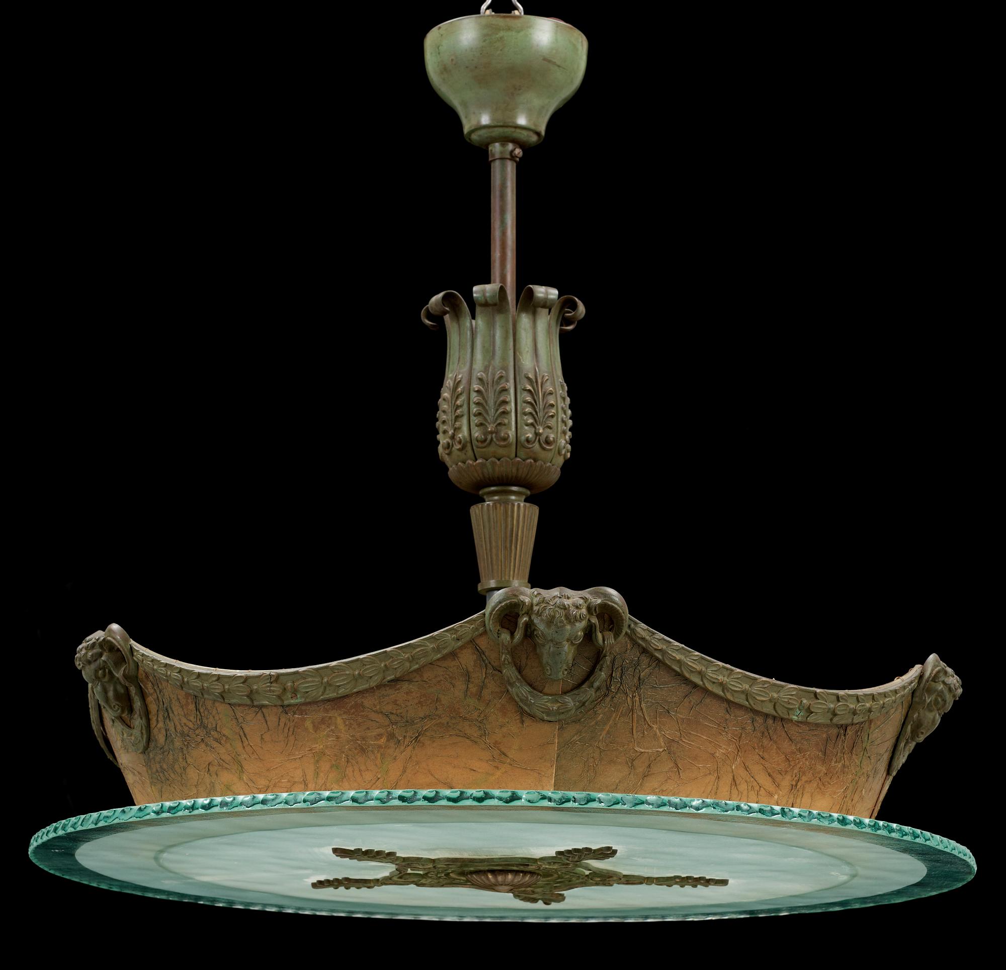 TAKLAMPA, Art Deco, 1900-talets första hälft. H 64.