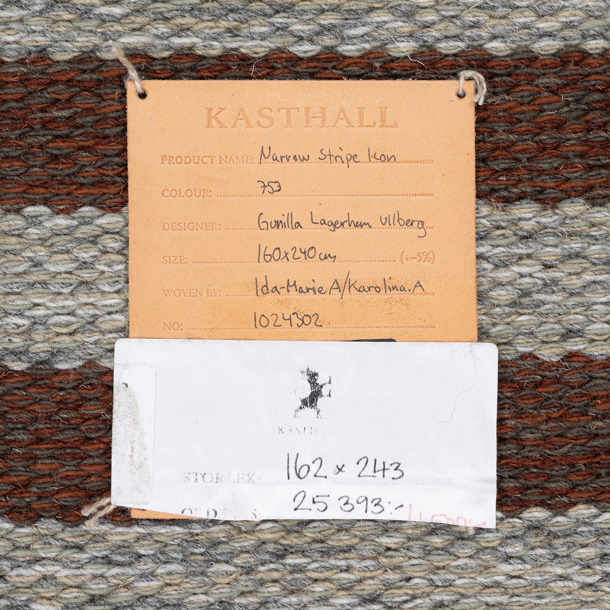 Gunilla Lagerhem Ullberg, rug, "Narrow Stripe Icon", Kasthall, approx. 243 x 161 cm.