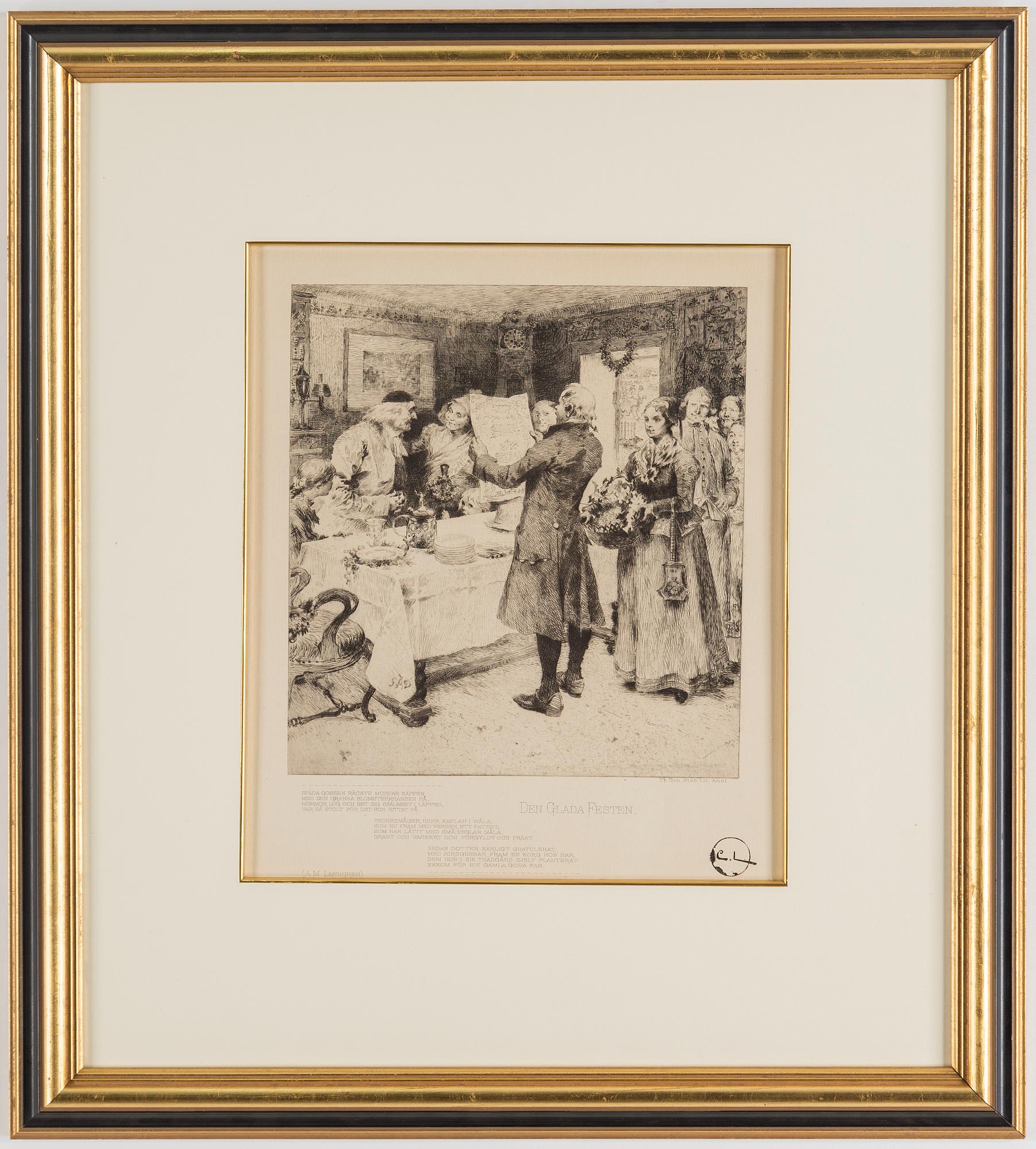 CARL LARSSON, Etching, 1896, printed signature.