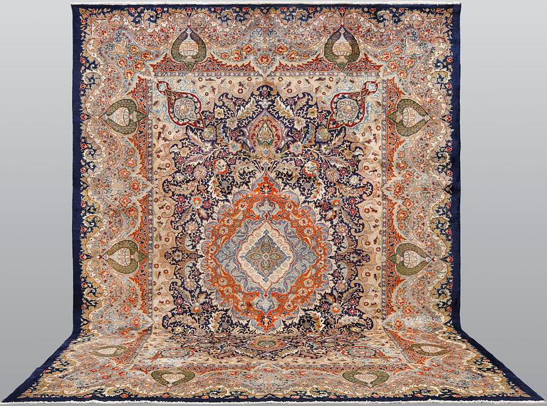 A figural Kashmar carpet, 391 x 306 cm.