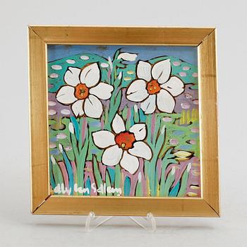 ALY BEN SALEM, gouache på glas, signerad.