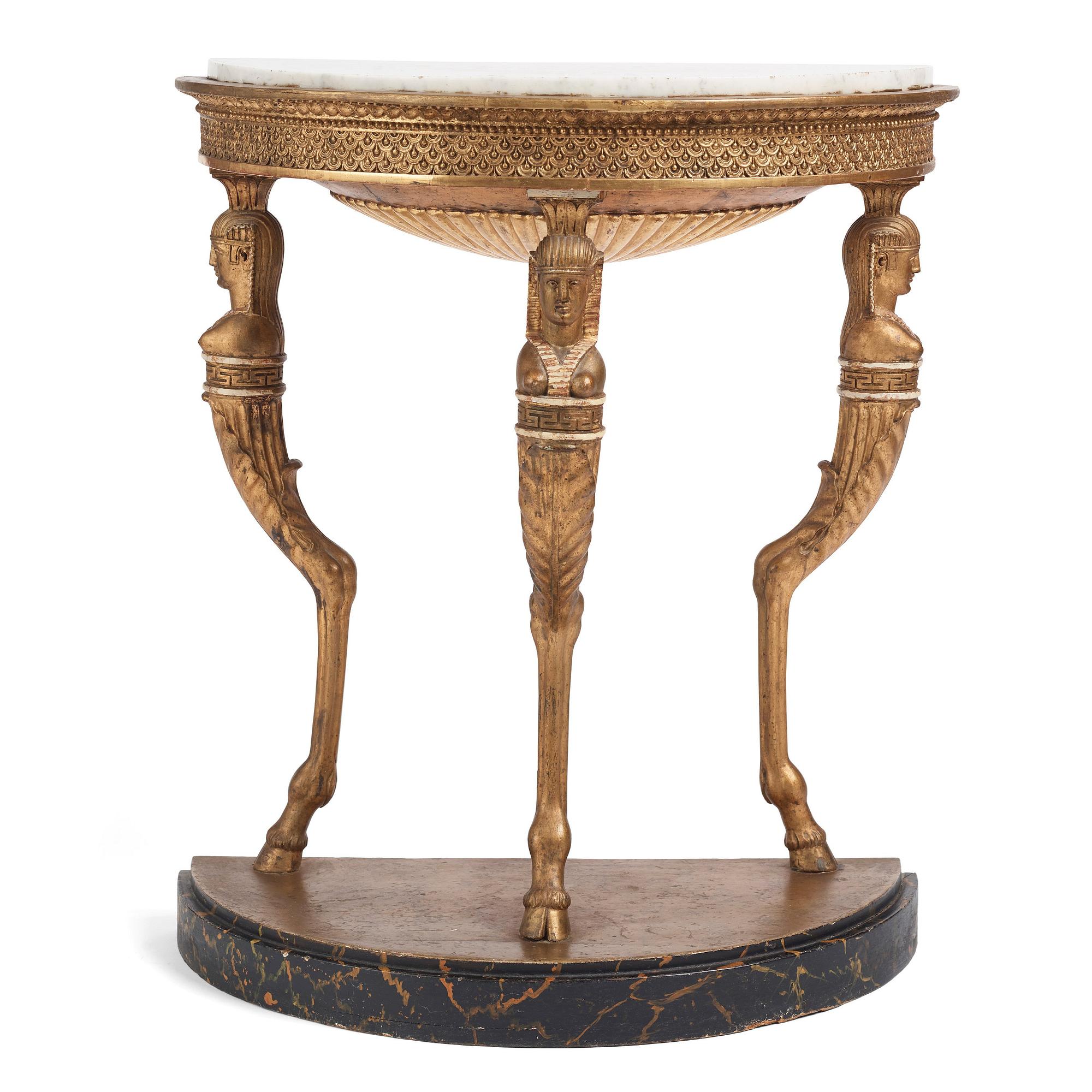 A late Gustavian console table, Stockholm, around 1800.