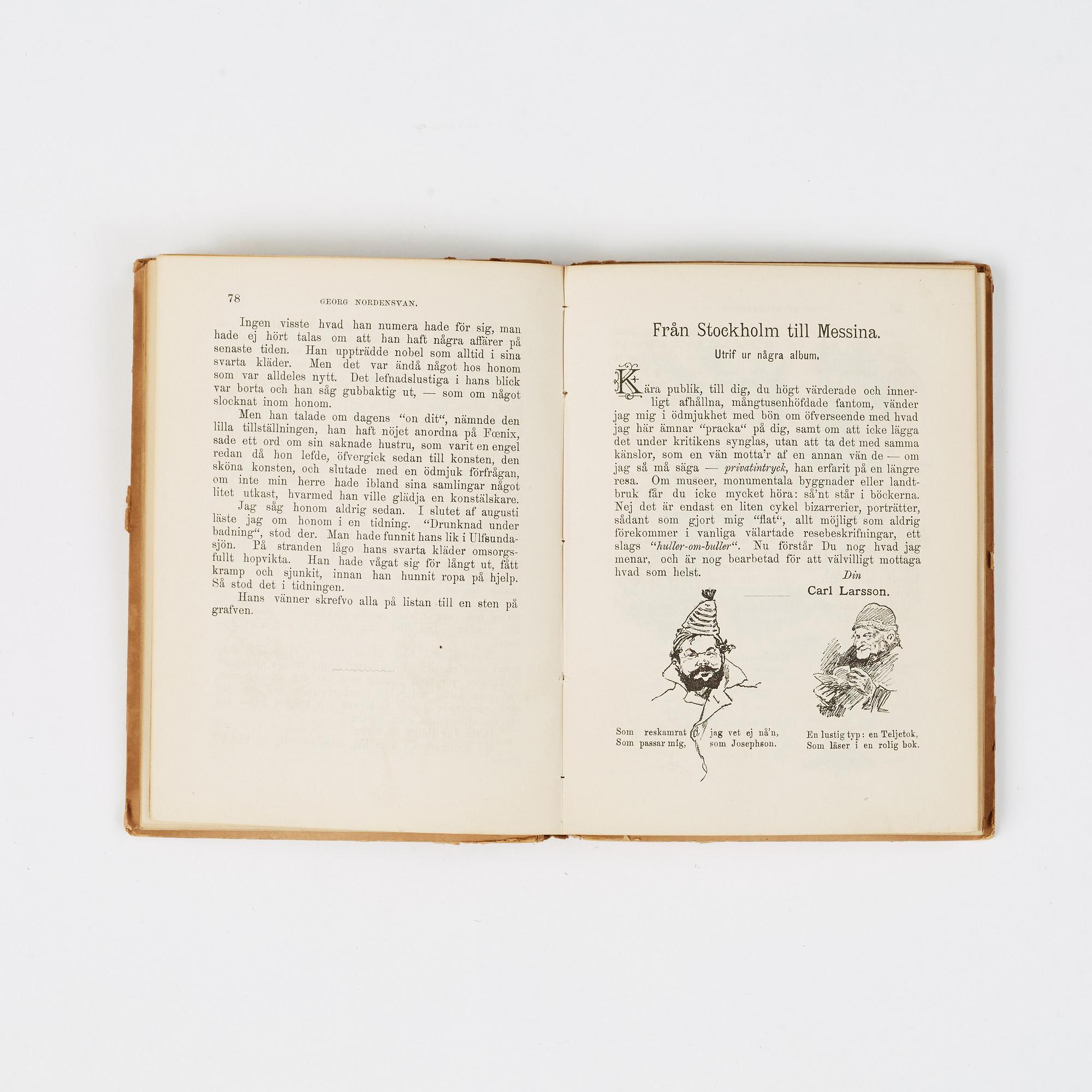 Carl Larsson, CARL LARSSON, illustrated travel story, "Från Stockholm till Messina" (From Stockholm to Messina), 1886.