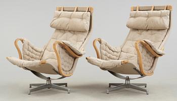 FÅTÖLJER, 2 st, "Pernilla", Bruno Mathsson, Dux, 1970-tal.