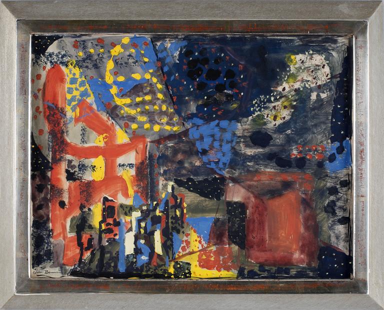 OLLE BONNIÉR. Gouache på papper. Signerad Olle Bonnier.