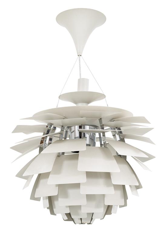 A Poul Henningsen white lacquered 'Artichoke' ceiling lamp, Louis Poulsen, Denmark.