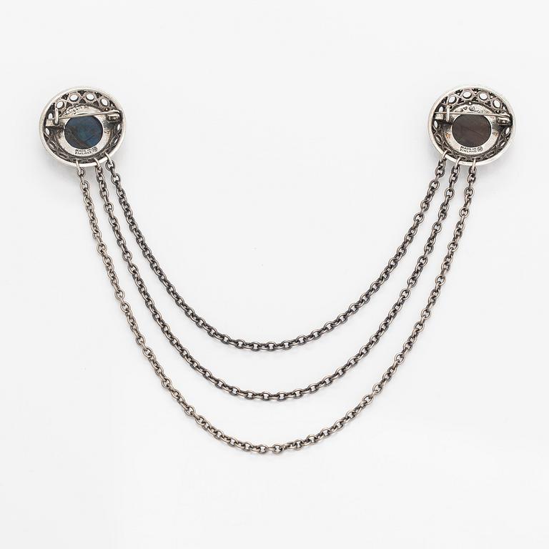 Kai Lindström, A sterling silver collar brooch with granite. Kalevala Koru, Helsinki 1994.