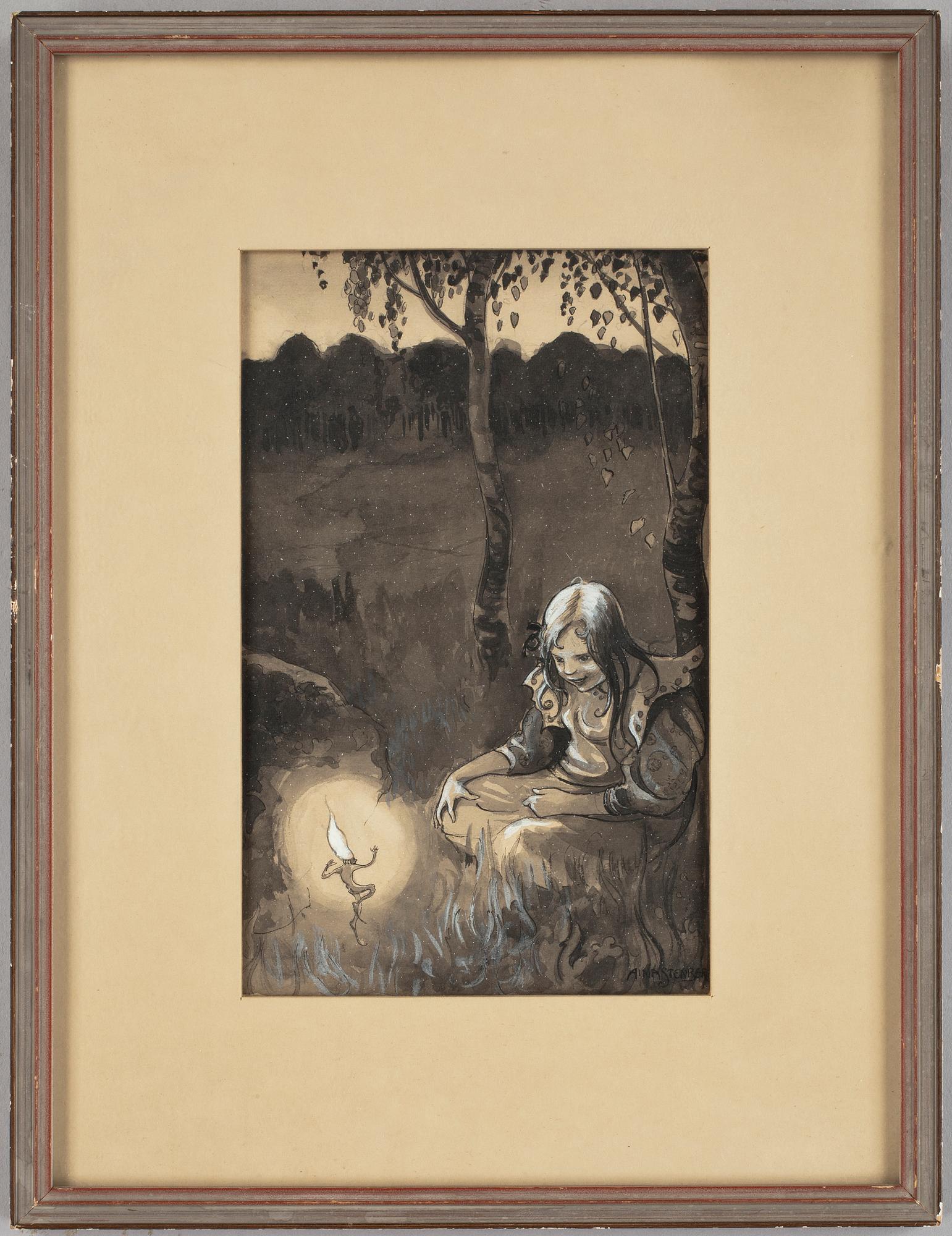 AINA STENBERG-MASOLLE, tuschteckning, sign.