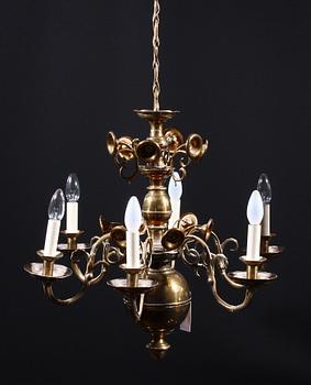 LJUSKRONA, mässing, barockstil, 1900-talets första hälft. H 57.