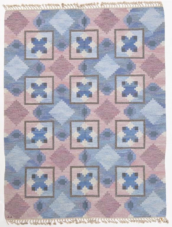 Judith Johansson, carpet, flat weave, "Stjärnöga", ca 259 x 196 cm, signed JJ.