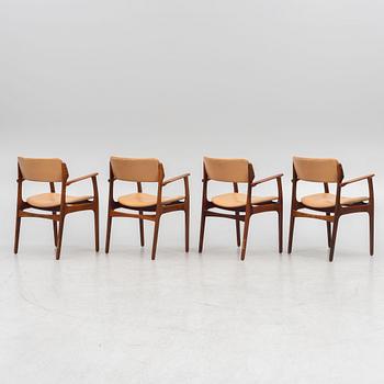 Erik Buch,  karmstolar, modell 49, 4 st, OD Møbler. Danmark, 1960-tal.