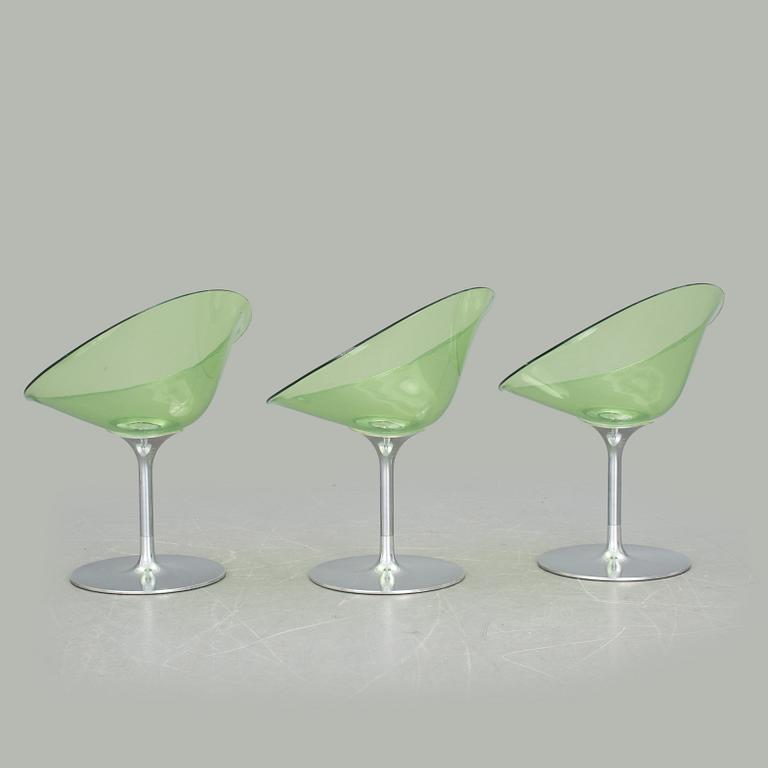 STOLAR, 3 st. "Eros", Philippe Stark för Kartell, märkta, sent 1900-tal.