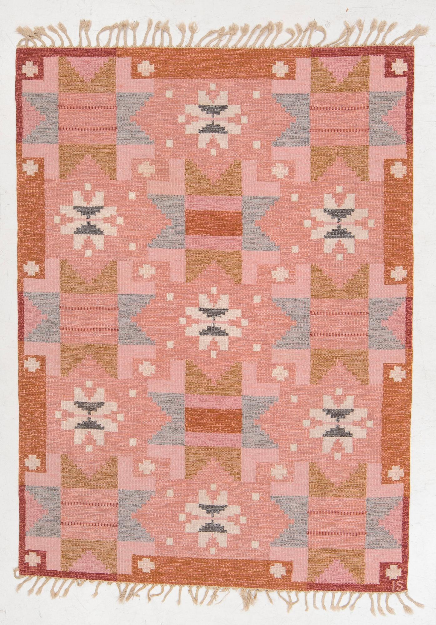 Ingegerd Silow, a 'Föllinge' flat weave carpet, signed IS, c. 229 x 167 cm.