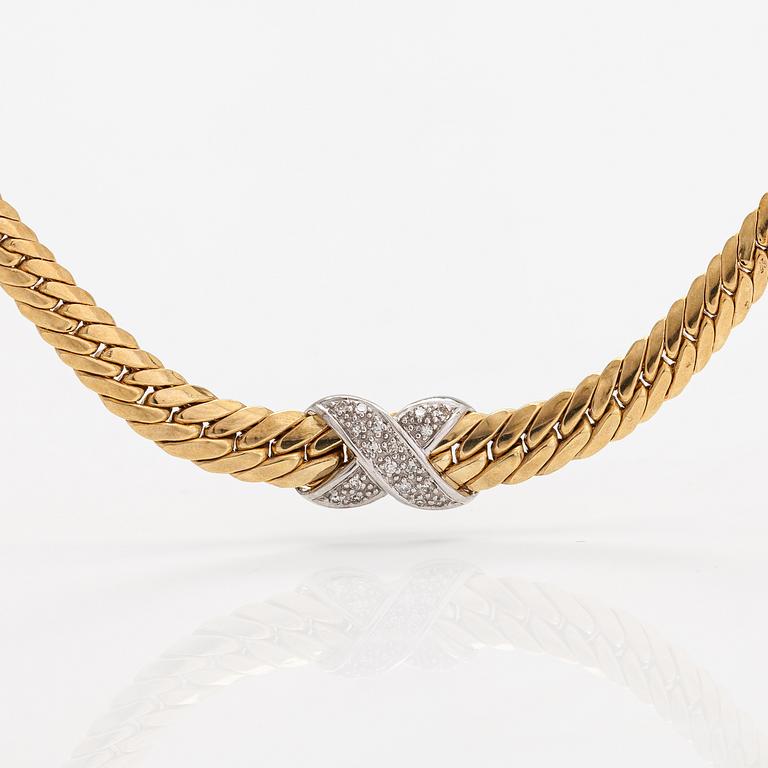 Halsband, 14K guld och diamanter ca 0.16 ct tot. Finska stämplar.