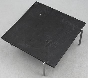 A Poul Kjaerholm sofa table 'PK-61' with a black slate top, by E Kold Christensen.