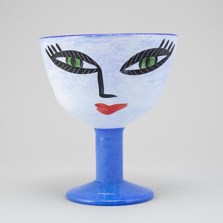 Ulrica Hydman-Vallien, vas, pokal, samt 6 glas, Kosta Boda, signerade.