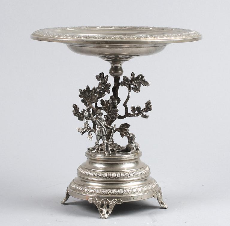 SKÅLFAT PÅ FOT, nysilver, omkr 1900.