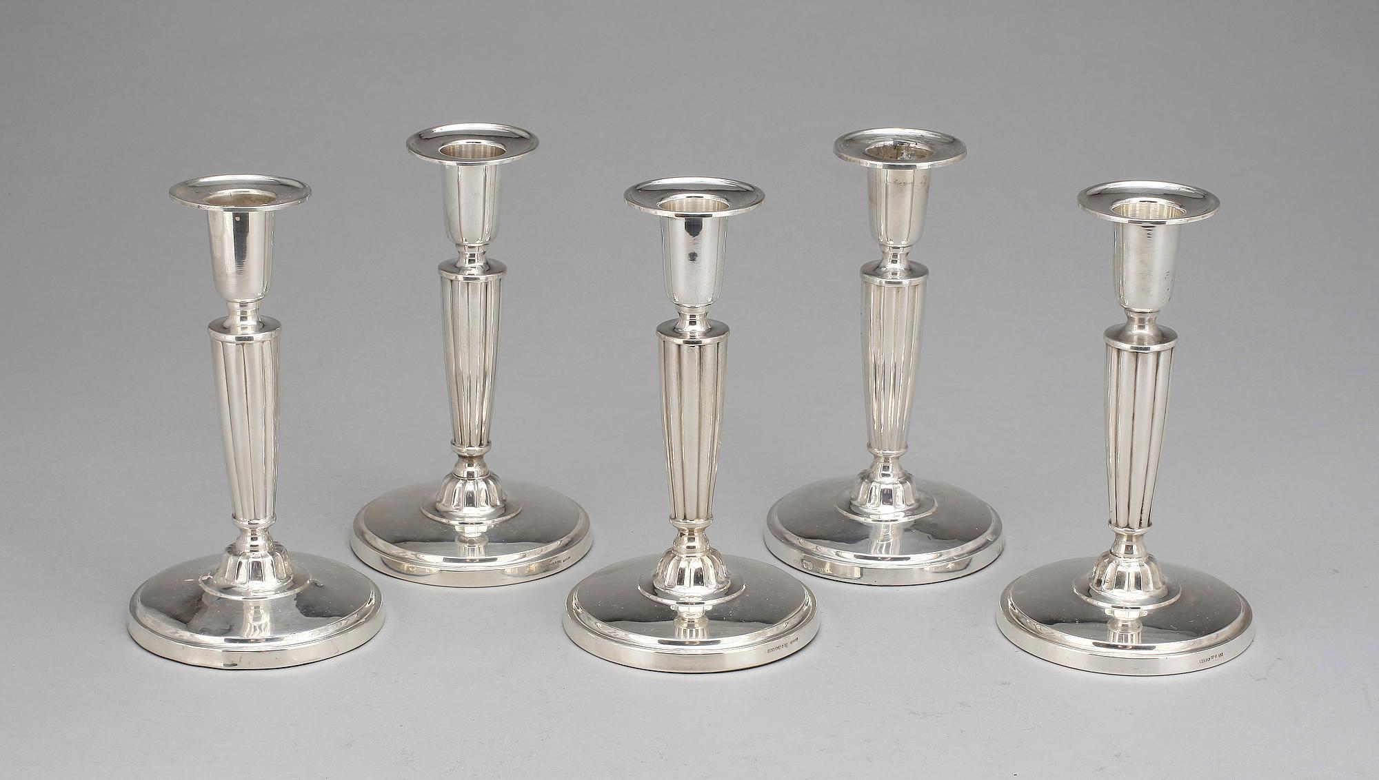 LJUSSTAKAR, 5 st, sterling silver, C.G. Hallberg 1932-1937.