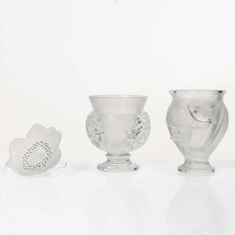 René Lalique, Six glass objects, Lalique, France, second half of the 20th century.