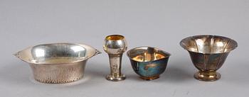 PARTI SILVER, 4 delar, bl a CG Hallberg, 1900-tal.