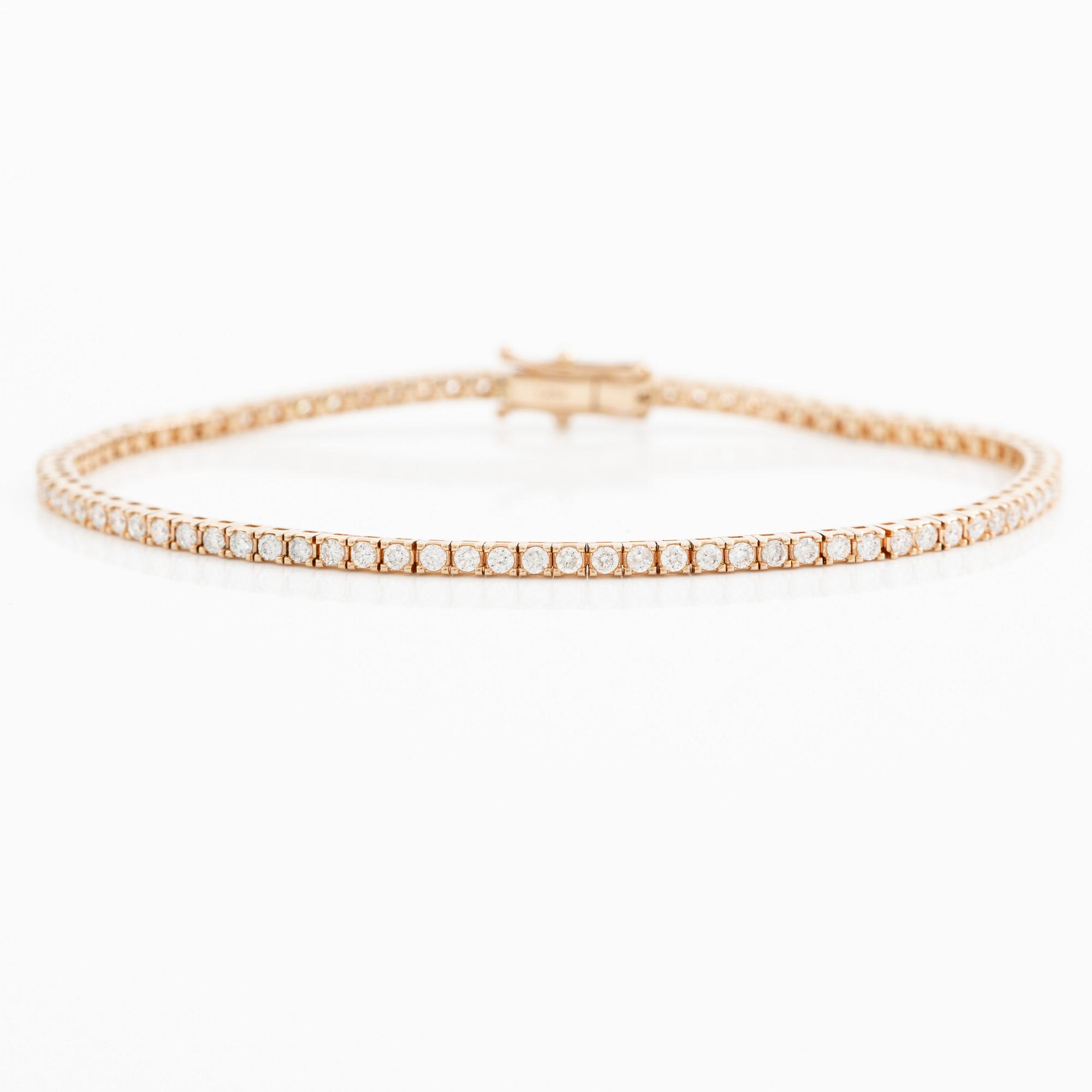 Tennisarmband 18K roséguld med briljantslipade diamanter.