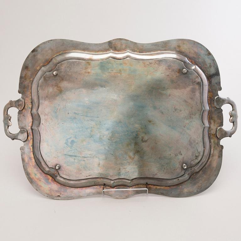 A silver plated tray, around 1900.