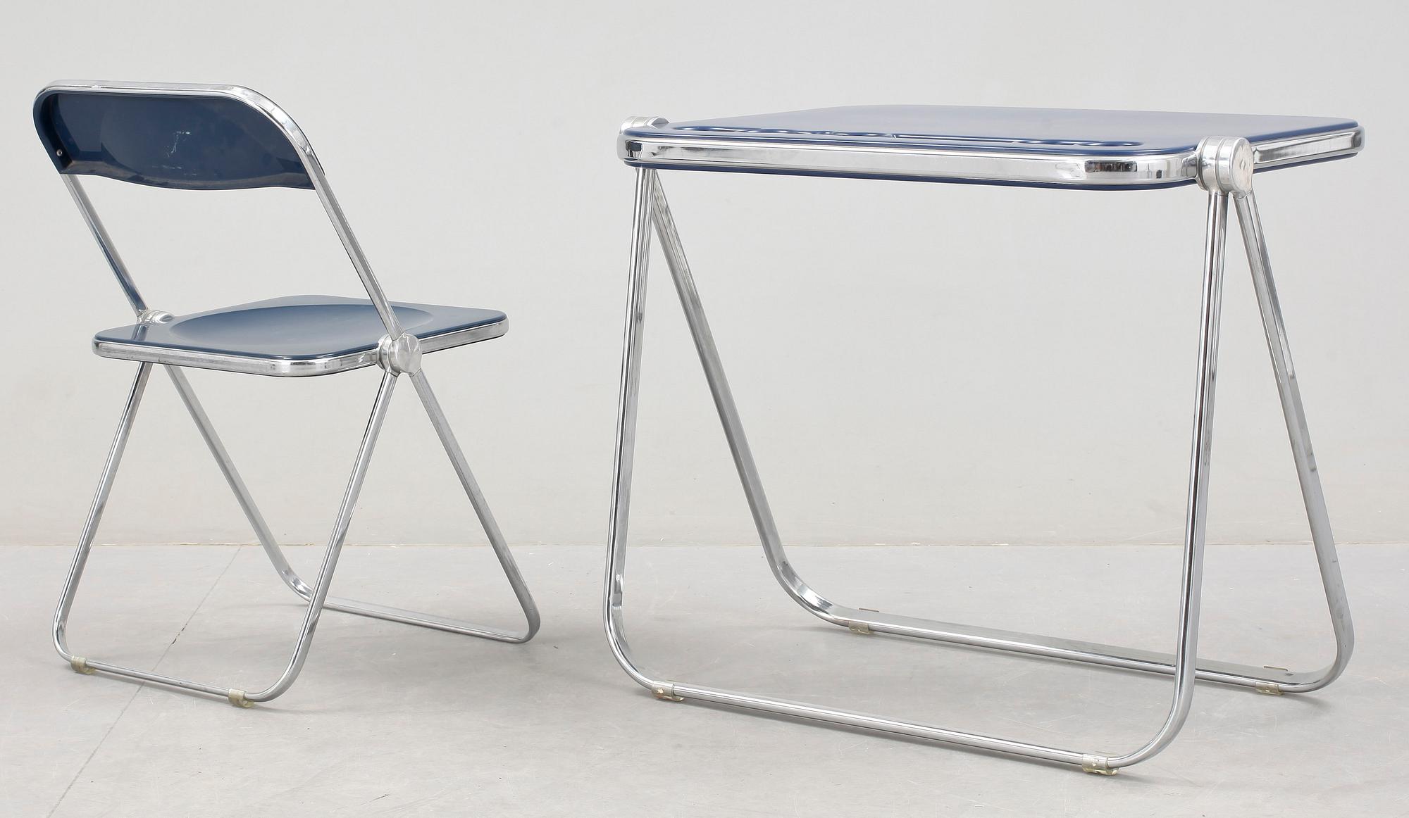 FÄLLSTOL samt BORD, "Plia", Giancarlo Piretti för Castelli, Italien, 1960/70-tal.