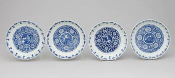 A set of four blue and white dishes, Ming dynasty, Wanli (1573-1620).