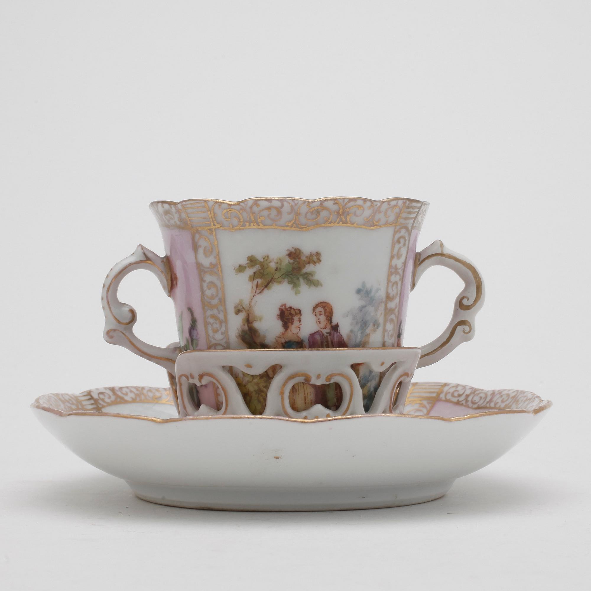 CHOKLADKOPP, porslin, Dresden, Tyskland, 1900-talets första hälft.