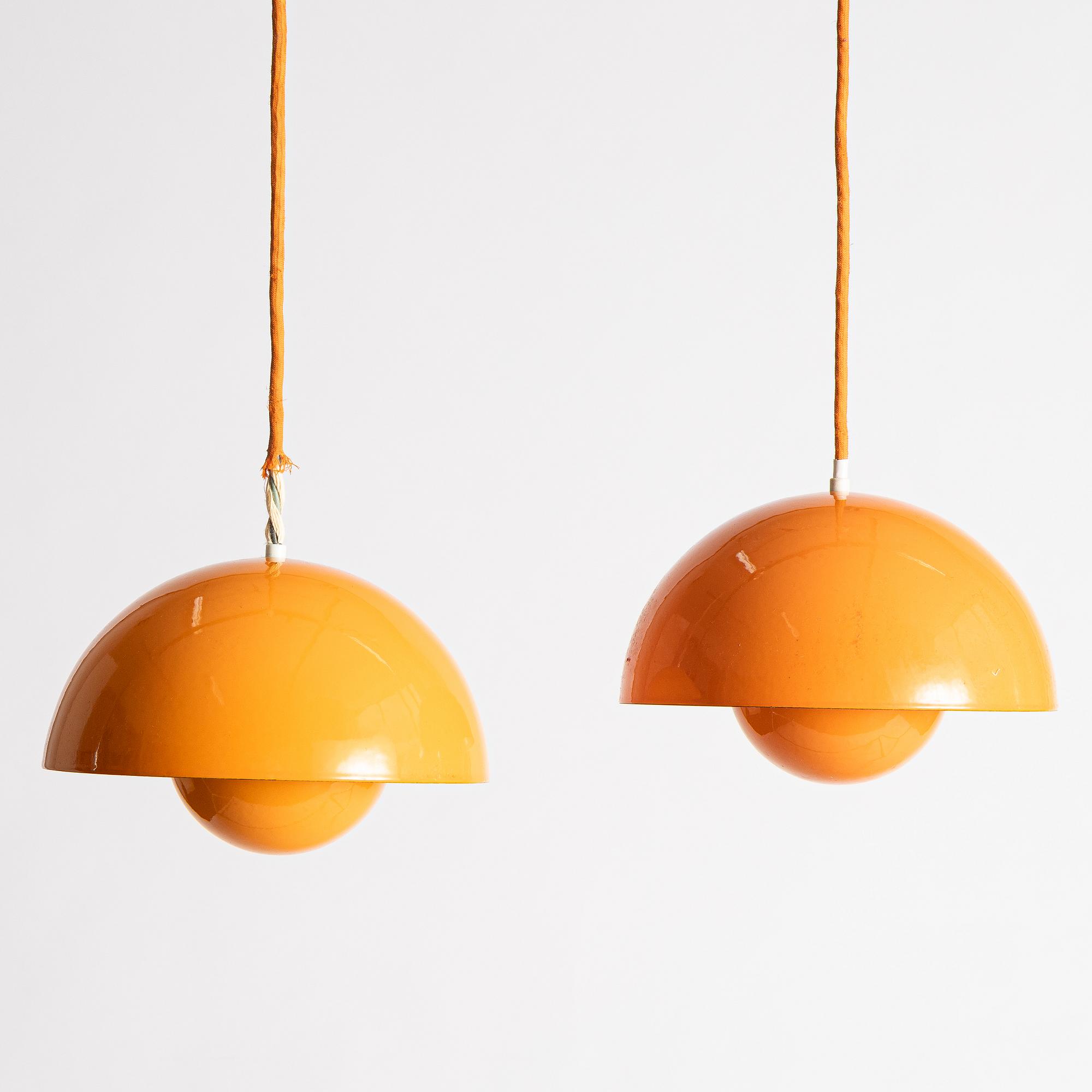 Verner Panton, a pair of 'Flowerpot' ceiling lamps, Louis Poulsen, second half of the 20th century.