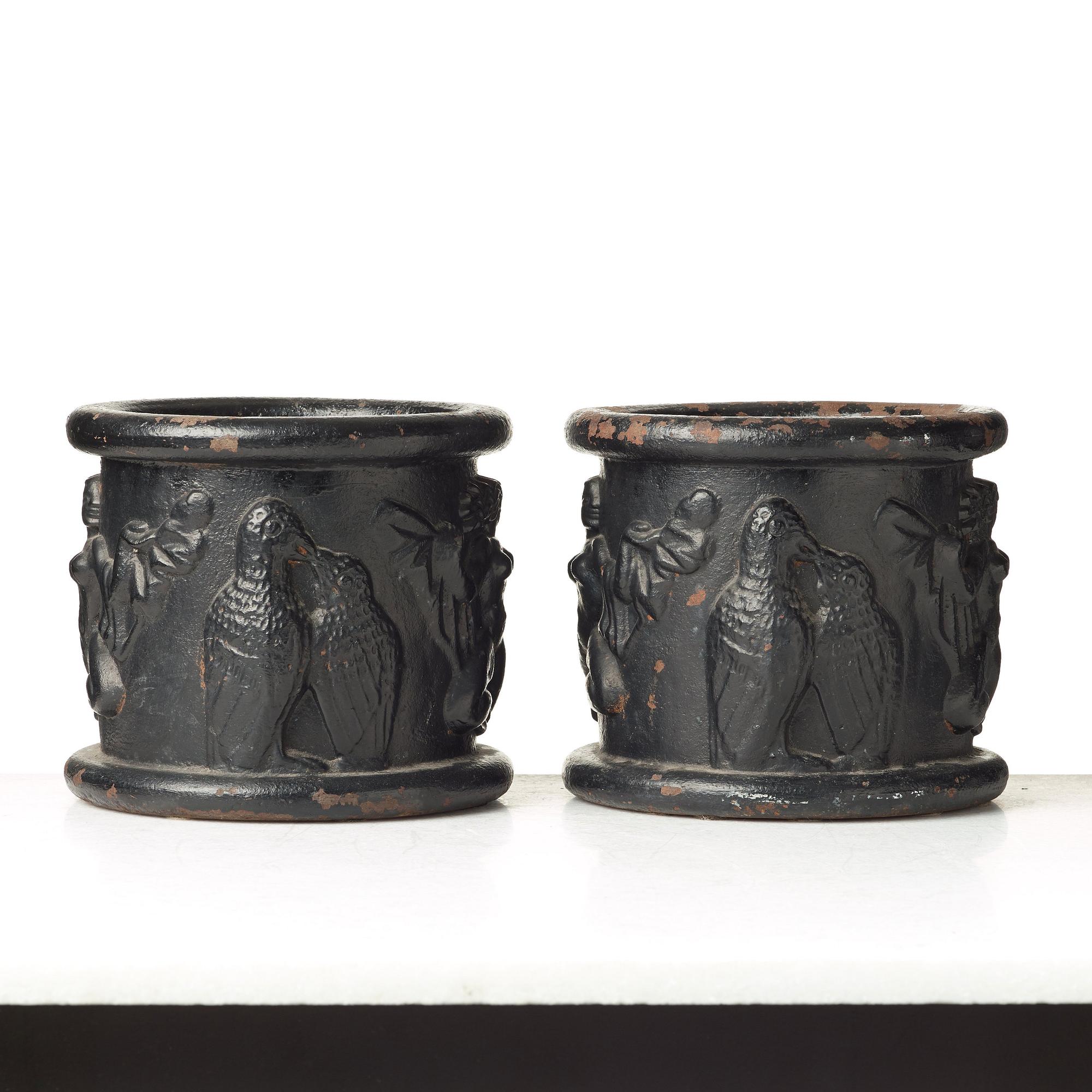 Anna Petrus, a pair of Swedish Grace cast iron jardinières "Blomkruka nr 1", Näfveqvarn, Sweden.