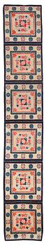 An antique Chinese meditation runner, late Qing dynasty, circa 1900. Measure approx. 357.5x60 cm.