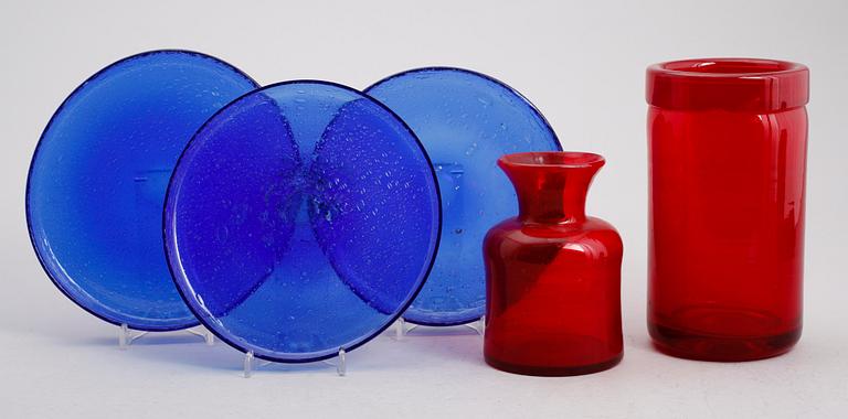 GLASFÖREMÅL, 5 delar, Erik Höglund, Boda.