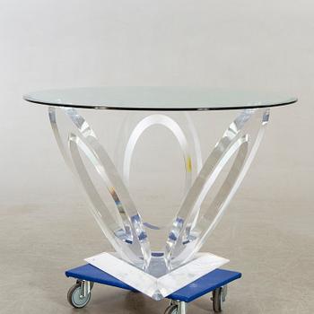 A Mikhail Loznikov signed glass and plexi dining table later part of the 20th century.