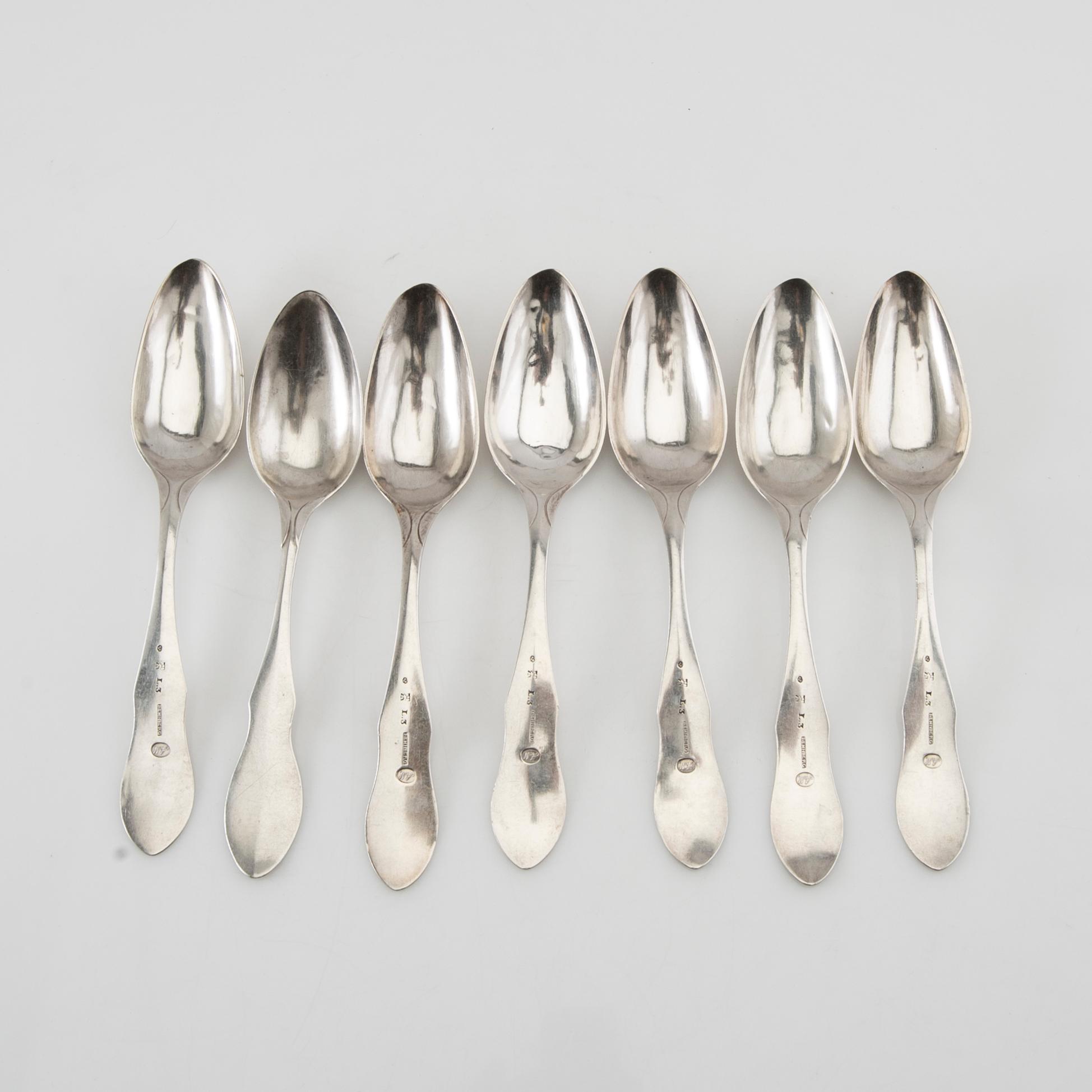 Gustaf Georg Rehnberg spoons 6+1 pcs silver Norrköping 1817.
