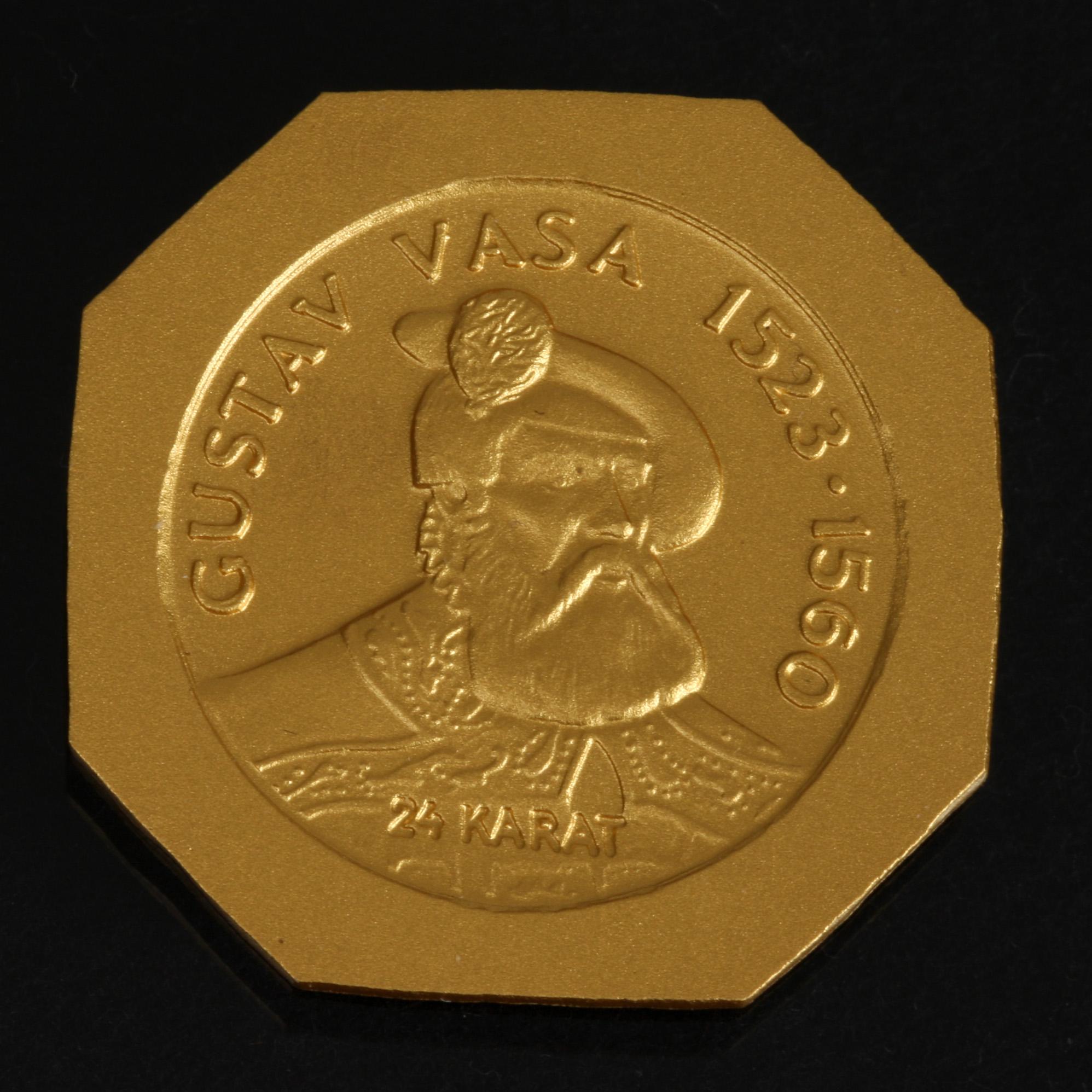 MINNESMYNT, "Gustav Vasa" 24K guld, 25 gr.