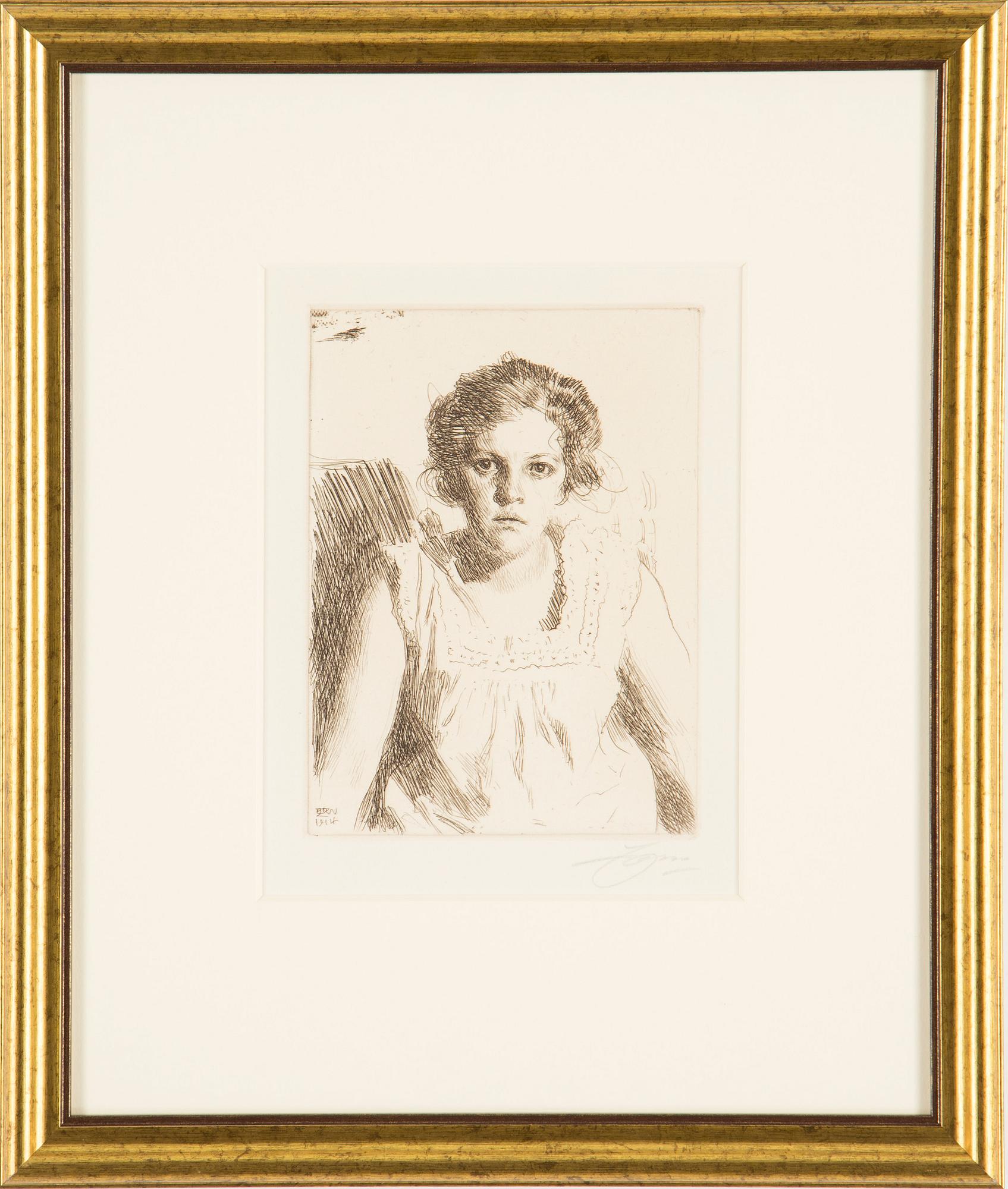 ANDERS ZORN, etching, "Frida", signed Zorn with pencil, executed in 1914.