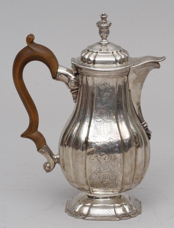 KAFFEKANNA, silver, rokokostil.