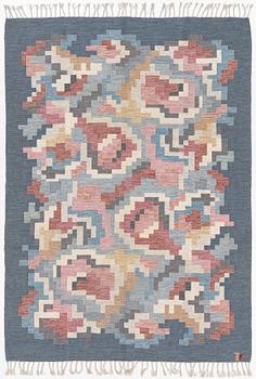 Erik Lundberg, Vävaregården, rug “Korall blå”, rölakan, 240 x 170 cm, signed V.