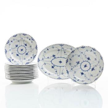 Royal Copenhagen, 14 'Blue Fluted Full Lace' tableware pieces, Denmark, 1960-73.