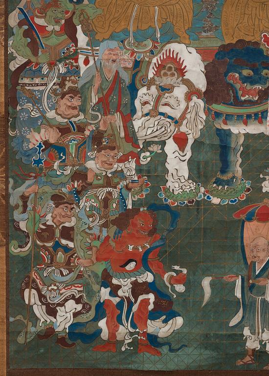RULLMÅLNING, tusch och färg på papper. Japan, Edo period.