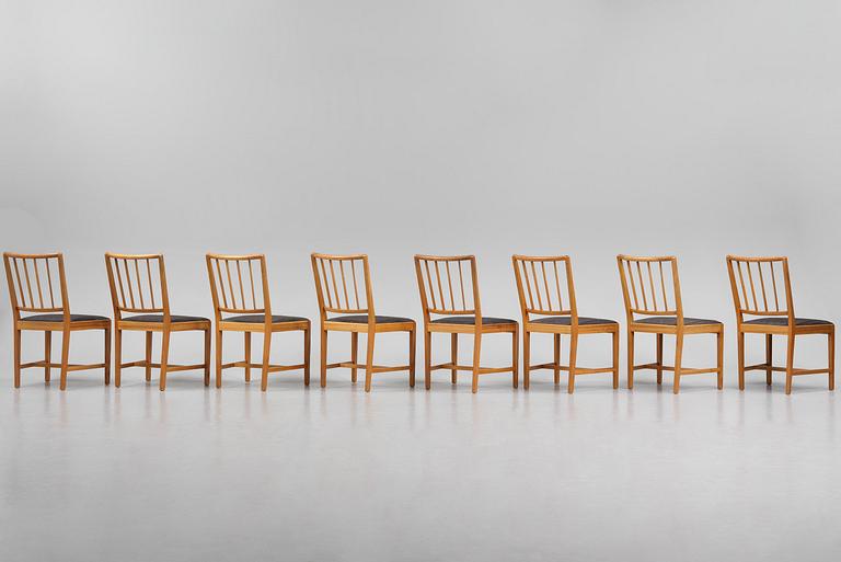 Josef Frank, a set of eight mahogany chairs model B 800, Firma Svenskt Tenn, mid 20th century.