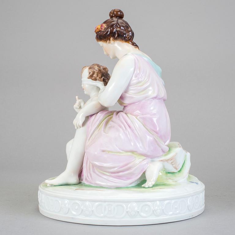 FIGURGRUPP, porslin, Volkstedt, Tyskland, 1900-talets första hälft.